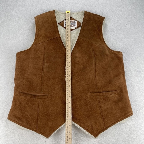 Vtg Pardners Western Suede Leather Vest Sz 44 Sherpa Lined Ranch Chore Minty EUC - Picture 5 of 10